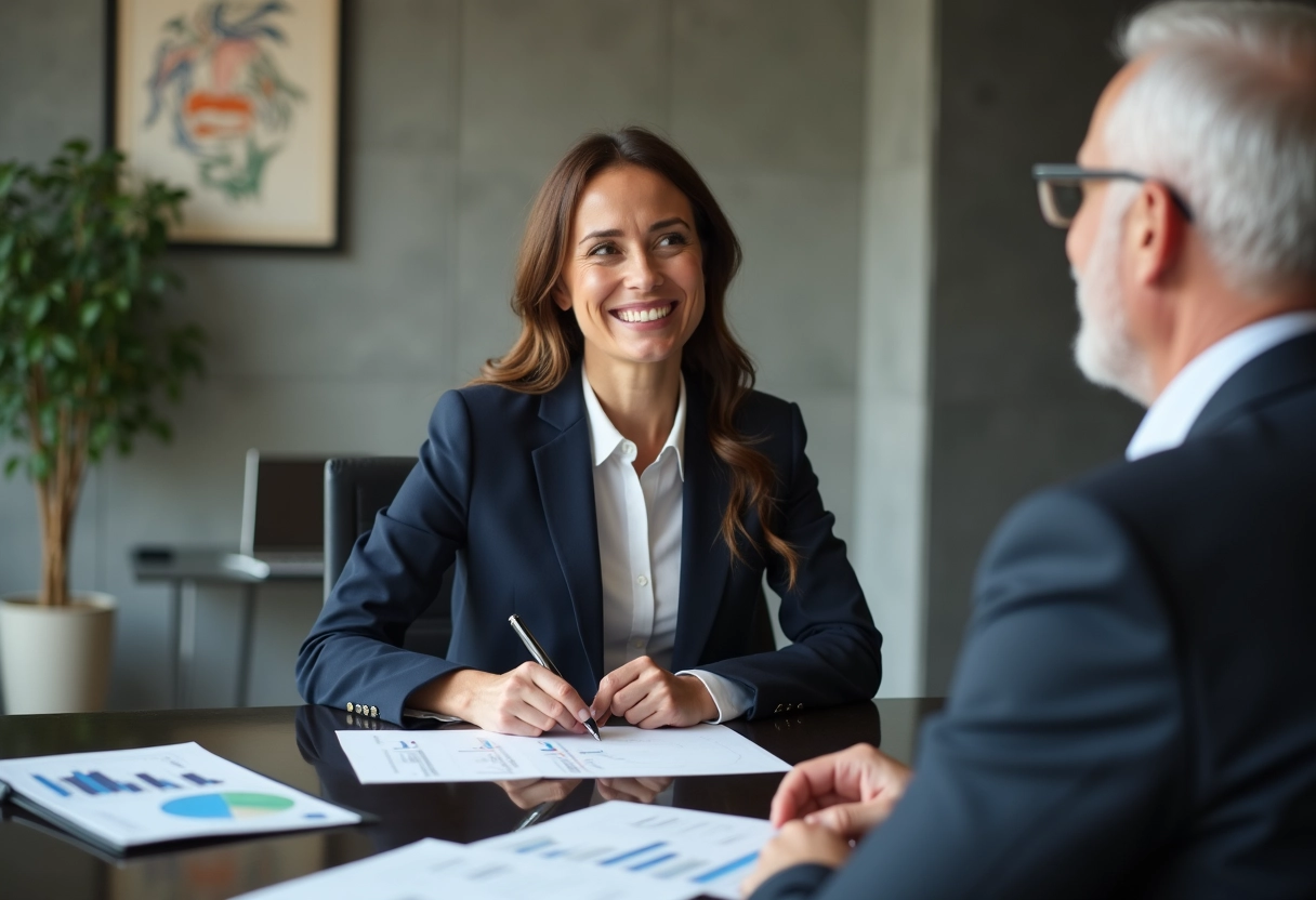 Femme professionnelle en discussion avec un conseiller