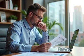 Homme d'affaires en réunion dans un bureau lumineux