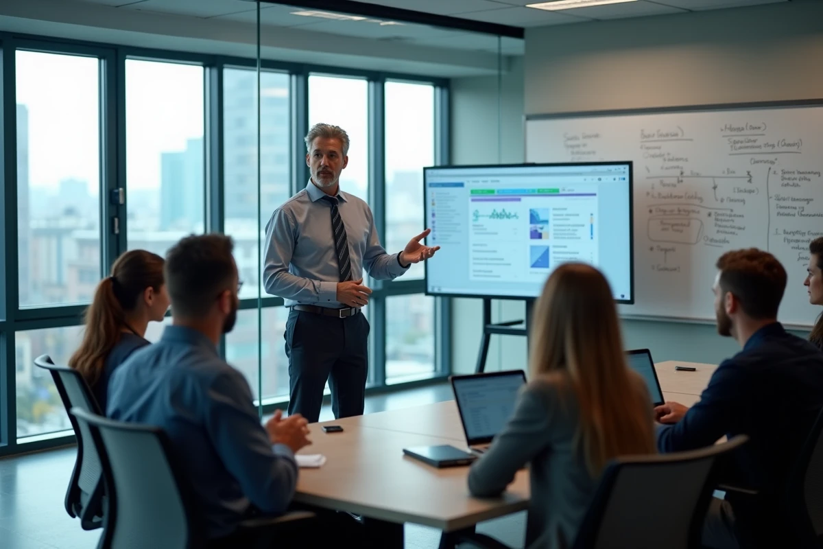 Homme en présentation lors d