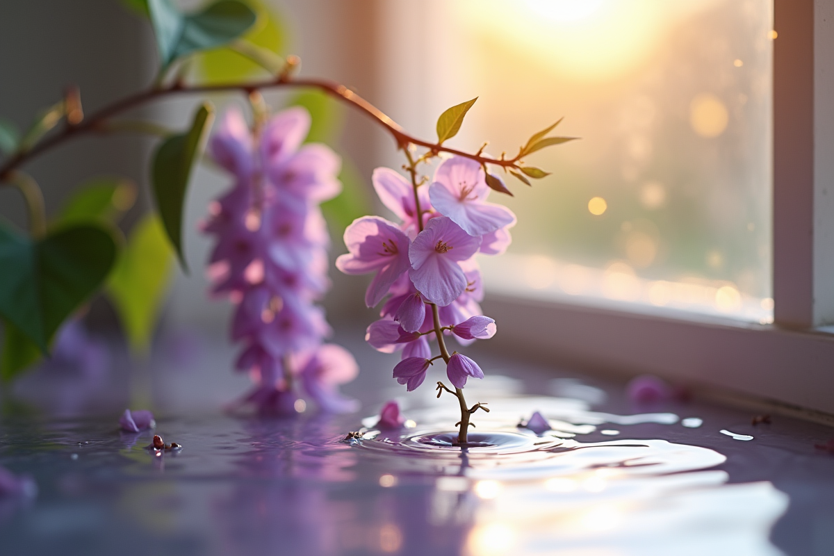 Gros plan sur des racines de wisteria dans l